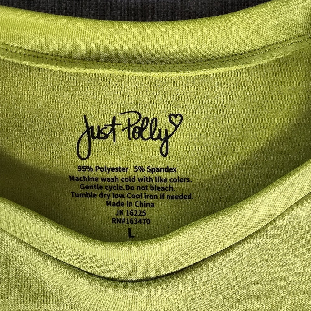 Just Polly Neon Yellow Green Crop Top‎ Women's Large - Picture 2 of 6
